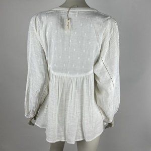 World Market Cotton Tunic Top Women L XL NWT V-neck‎ Boho Long Sleeve Blouse